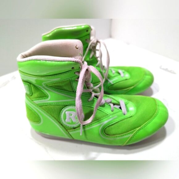 Ringside Diablo Boxing wrestling leather Shoes neon Green size 5 . Breathable - Picture 2 of 13
